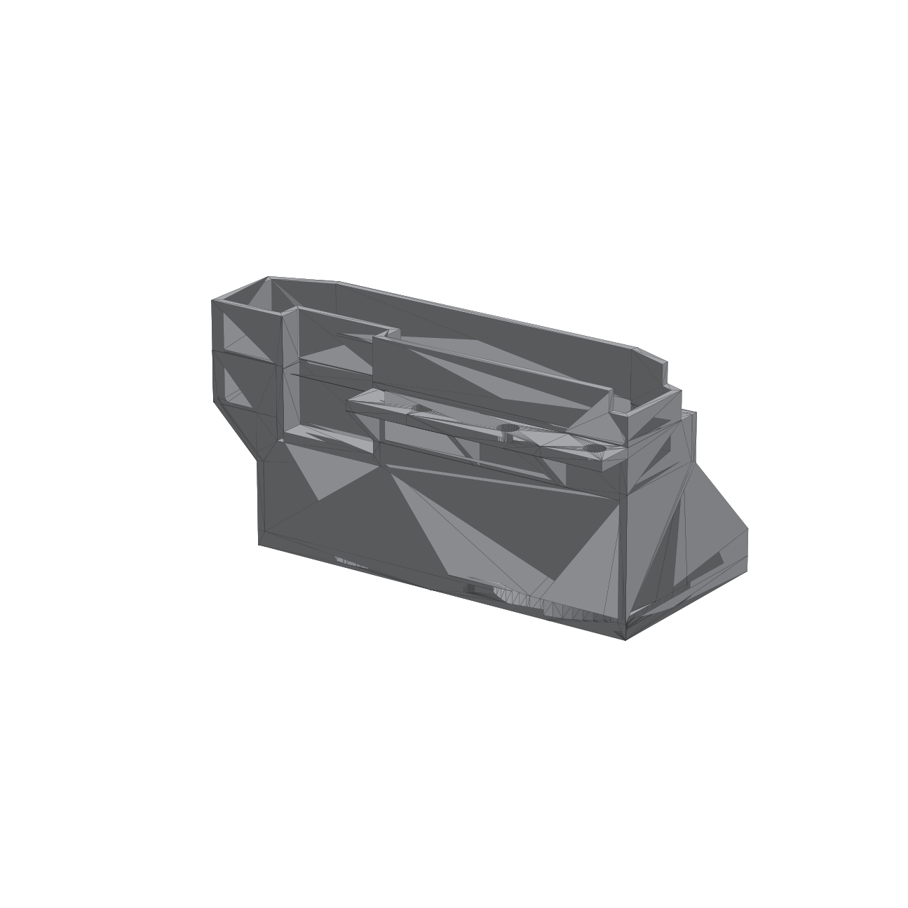 3D-printed dual 40mm fan shroud adapter, rear angle showing fan mounting holes